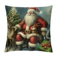 thumbnail image 1 of Orinice Santa Claus Reindeer Christmas Tree Graphic Decorative Throw Pillow Cover for Home Couch Living Room Sofa Bedroom, Winter Season Car Cushion Pillowcase, 1PC 18x18in, 1 of 5