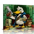 thumbnail image 1 of Orinice  'Scrooge Montana' Inspirational Wall Art w/Black Frame | Scrooge McDuck X Scarface Canvas Print | Motivational Décor for Bedroom, Living Room &amp; Business Office  16x12in, 1 of 6