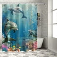 thumbnail image 1 of Orinice Sea Dolphin Shower Curtain Sets with Rugs,Toilet Lid Cover and Bath Mat, Haunted House Shower Curtains Bathroom Decor Set 69x72, 1 of 7