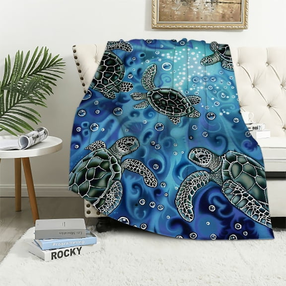 Orinice Sea Turtle Fleece Blanket for Bed, Sea Turtle Fleece Throw Blanket for Women, Men & Kids Super Soft Plush Sea Turtle Blanket Throw Fleece Blanket - Queen Size Blanket 60x80in