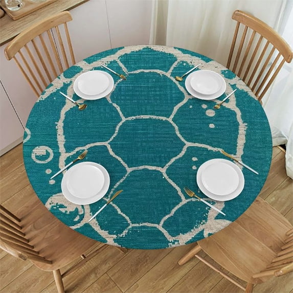 Orinice Sea Turtle Round Table Cover Stain Resistant Washable Indoor Outdoor Tablecloth Kitchen Dining Wedding Parties Picnic Camping 100% Polyester Fiber 54-58