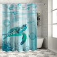 thumbnail image 1 of Orinice  Sea Turtle Shower Curtain Blue Ocean Life Bath Curtain Watercolor Coral Beach Bathroom Curtain Underwater Jellyfish Seashell Bath Curtain Waterproof Fabric Shower Curtain with Hooks, 69x72, 1 of 7