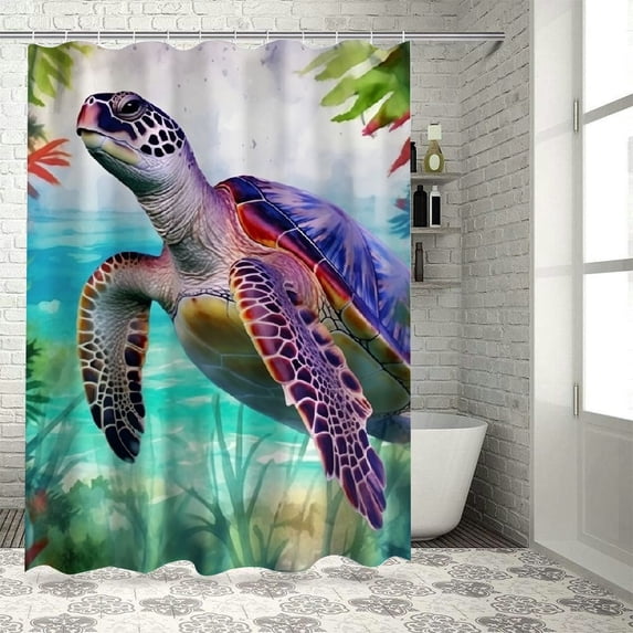 Orinice Sea Turtle Shower Curtain Ocean Beach Shower Curtain Set with 12 Hooks Fabric Waterproof Nautical Tropical Curtains Bathroom Curtain Decor for Bathtub 36x72