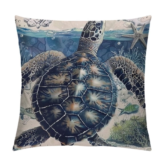Orinice Sea Turtle Throw Pillow Covers Set of Ocean Vintage Animals Pillow Cases Cushion Covers For Living Room Bedroom Reptile Tortoise Decor Coastal Throw Pillowcases for Sofa Couch Chair White