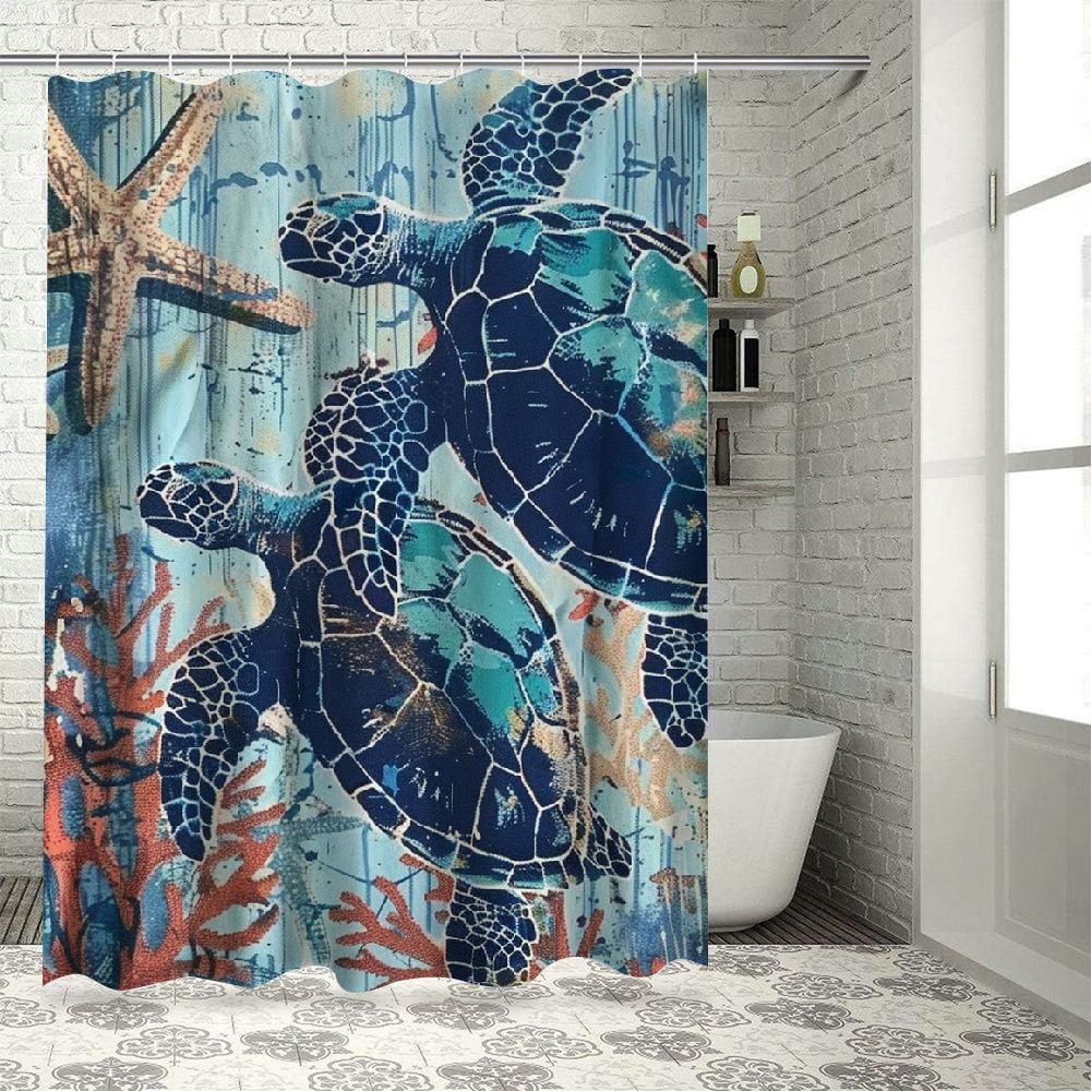 Orinice Sea Turtles Nautical Ocean Beach Bathroom Sets with Starfish