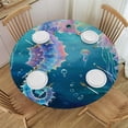 thumbnail image 1 of Orinice Seahorse Jellyfish Ocean Round Table Cover Stain Resistant Washable Indoor Outdoor Tablecloth Kitchen Dining Wedding Parties 100% Polyester Fiber 54-58, 1 of 8