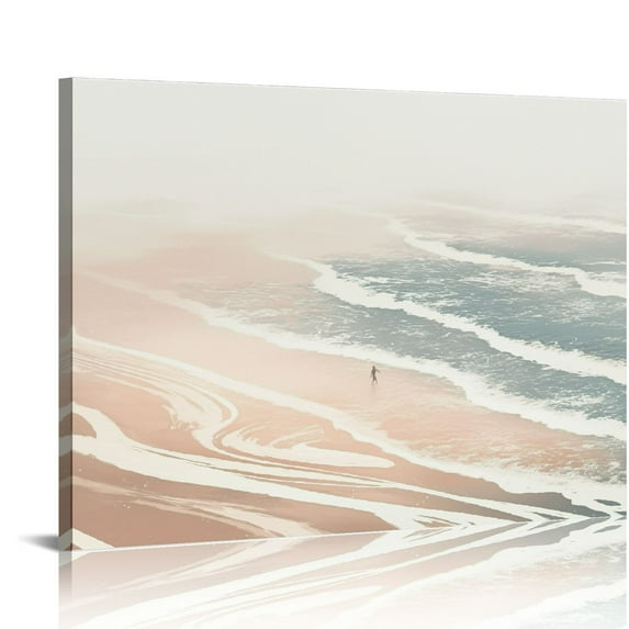 Orinice Set of 3 Neutral Beach Print Canvas Wall Art Boho Decor Posters Ocean Landscape Prints Painting Natural Landscape Aesthetics Wall Decor For Living Room Bedroom 16x12in