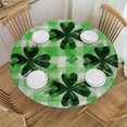 thumbnail image 1 of Orinice Shamrocks Plaid Pattern Checkered Background Round Table Cover Stain Resistant Washable Indoor Outdoor Tablecloth Kitchen Dining Wedding Parties Elastic Edge 100% Polyester Fiber 54-58, 1 of 8