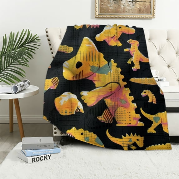 Orinice Shapes Bones Maximalism Warm Lightweight Blanket Soft Fleece Blankets Throw Blanket for All Seasons - Cow Gifts Blanket 40x50in