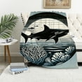 thumbnail image 1 of Orinice Shark Marine Life Ocean Warm Lightweight Blanket Soft Fleece Blankets Throw Blanket Living Rooms Sofa Decor Cow Gifts All Seasons Flannel Material Blanket 40x50in, 1 of 6