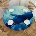 thumbnail image 1 of Orinice Shark Ocean Person Round Table Cover Stain Resistant Washable Indoor Outdoor Tablecloth Kitchen Dining Wedding Parties 100% Polyester Fiber 31-35, 1 of 8