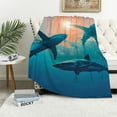 thumbnail image 1 of Orinice Sharks Ocean Sun Warm Lightweight Blanket Soft Fleece Blankets Throw Blanket Living Rooms Sofa Decor Cow Gifts All Seasons Soft Plush Blankets 50x60in, 1 of 6