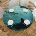 thumbnail image 1 of Orinice Sharks Round Table Cover Stain Resistant Washable Indoor Outdoor Tablecloth Kitchen Dining Wedding Parties Elastic Edge 100% Polyester Fiber 46-50, 1 of 8