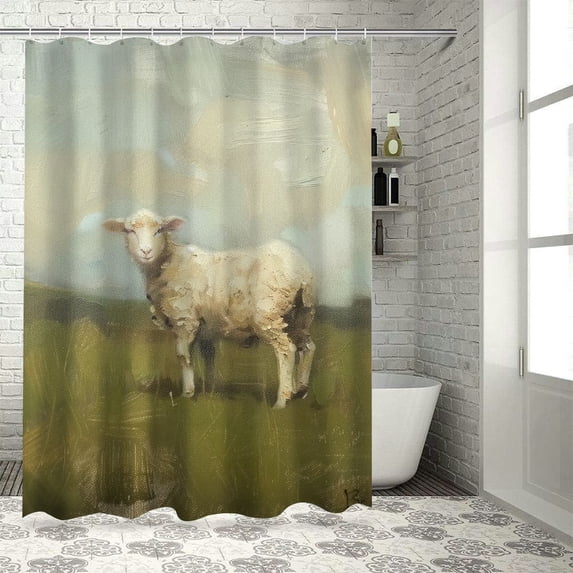 Orinice Sheep Bathroom Decor Set - Colorful Luxurious Graphic Print Polyester Fabric Fashion Shower Curtain Set with Hooks 36x72