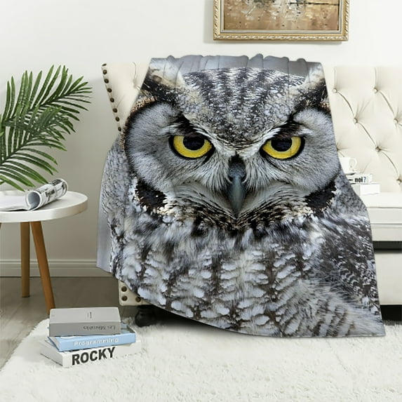 Orinice Sherpa Throw Blanket- Owl Print Pattern, Lightweight Hypoallergenic Bed or Couch Soft Cozy Plush Blanket for Adults and Kids 40x50in