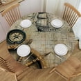 thumbnail image 1 of Orinice Ship Wheel Clock Compass Round Table Cover Stain Resistant Washable Indoor Outdoor Tablecloth Kitchen Dining Wedding Parties 100% Polyester Fiber 38-42, 1 of 8