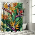 thumbnail image 1 of Orinice Shower Curtain Fabric Decorative Blue Beautiful Bouquet Tropical Flowers Paradise Nature Africa Colorful Beauty Bird Bloom Blooming Waterproof Polyester Bathroom with Hooks  69x72, 1 of 7