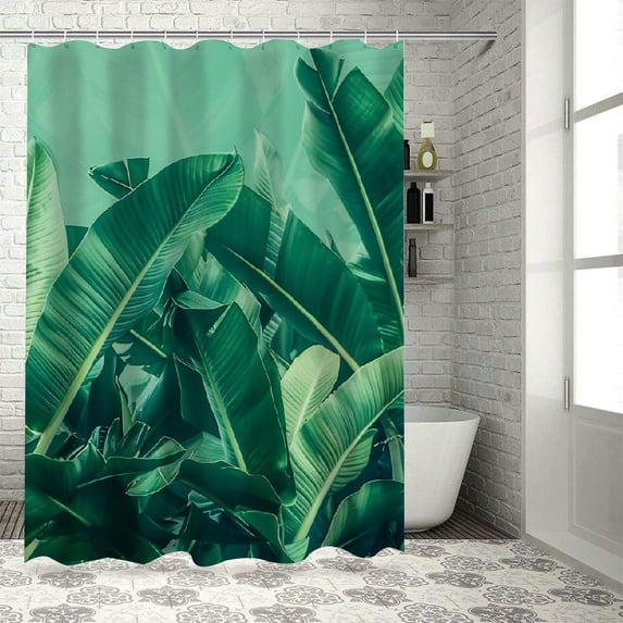 Orinice Shower Curtains Sets for Bathroom with Hooks Big Tropical Banana Leaf Texture Waterproof Polyester Fabric Machine Washable Durable Bathroom Decoration Curtain 36x72