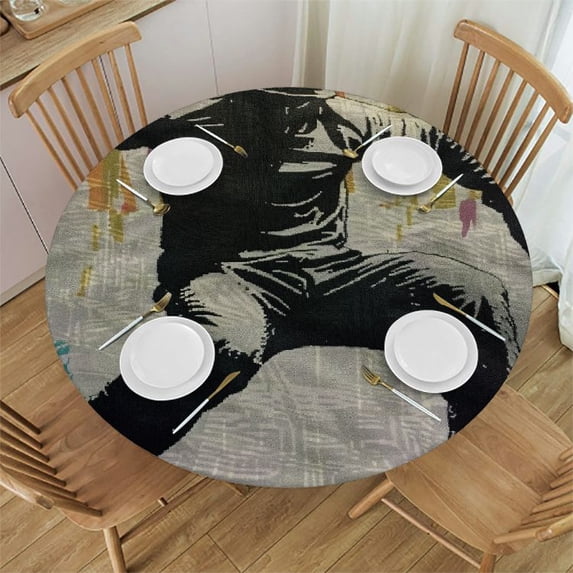 Orinice Skateboard Street Art Round Table Cover Stain Resistant Washable Indoor Outdoor Tablecloth Kitchen Dining Wedding Parties Picnic Camping 100% Polyester Fiber 42-46