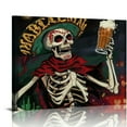 thumbnail image 1 of Orinice Skeleton Mexican Hat Beer Fine Art Aesthetic Poster & Print Wall Painting for Classroom Kitchen Office Farmhouse Bathroom Room Decor Pictures Wall Art Painting Art Modern Canvas Prints, 1 of 6