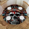 thumbnail image 1 of Orinice Skull Feathers Psychedelic Art Round Table Cover Stain Resistant Washable Indoor Outdoor Tablecloth Kitchen Dining Wedding Parties 100% Polyester Fiber 46-50, 1 of 8