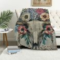 thumbnail image 1 of Orinice Skull Flowers Lace Warm Lightweight Blanket Soft Fleece Blankets for All Seasons - Excellent Hand Feel Blanket 60x80in, 1 of 6