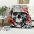 thumbnail image 1 of Orinice Skull Flowers Rose Warm Lightweight Blanket Soft Fleece Blankets Throw Blanket Living Rooms Sofa Decor Cow Gifts All Seasons Long-Lasting Blanket for All Seasons Lightweight Blanket 40x50in, 1 of 6