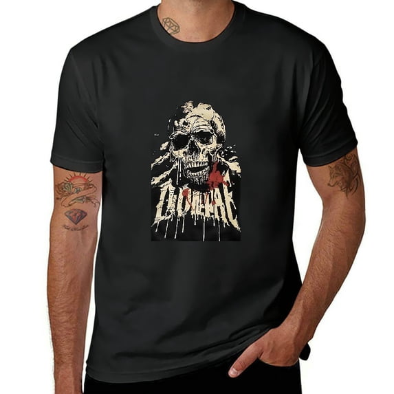 Orinice Skull Metal Style Men's T-Shirt Half Sleeve Tee Top Black T-Shirt Men S
