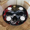 thumbnail image 1 of Orinice Skull Rose Swords Round Table Cover Stain Resistant Washable Indoor Outdoor Tablecloth Kitchen Dining Wedding Parties Table Cloth 100% Polyester Fiber 38-42, 1 of 8