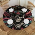 thumbnail image 1 of Orinice Skull Swords Hat Round Table Cover Stain Resistant Washable Indoor Outdoor Tablecloth Kitchen Dining Wedding Parties 100% Polyester Fiber 31-35, 1 of 8