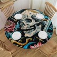 thumbnail image 1 of Orinice Skulls Swords Flowers Round Table Cover Stain Resistant Washable Indoor Outdoor Tablecloth Kitchen Dining Wedding Parties Picnic Camping 100% Polyester Fiber 42-46, 1 of 8