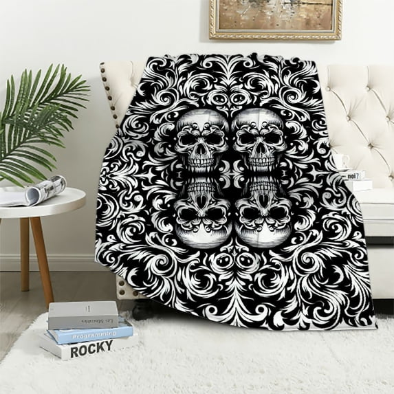 Orinice Skulls Warm Lightweight Blanket Soft Fleece Blankets for All Seasons - Decorative Throw Blanket for Living Rooms, Sofa, and Bed 40x50in