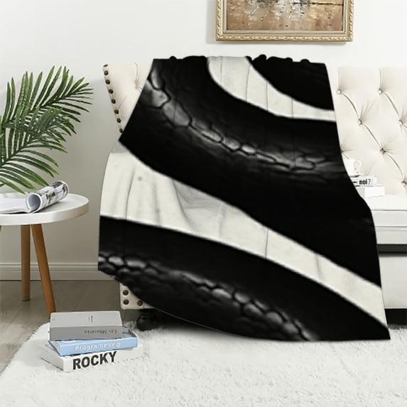 Orinice Snake Black and White Abstract Warm Lightweight Soft Plush Fleece Throw Blanket for All Seasons Living Rooms Sofa Decor Cow Gifts Blanket 50x60in
