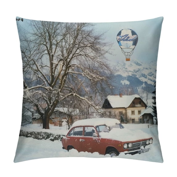 Orinice Snow Graphic Decorative Cushion Throw Pillow Cover for Home Couch Living Room Bed Sofa - High-Quality Winter Zipper Closure 1PC 22x22in
