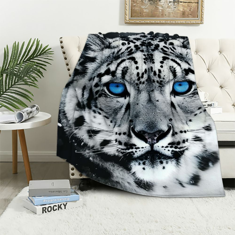 Fleece Blankets Cheetah Print Sherpa Blanket Orinice Snow Leopard