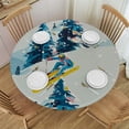 thumbnail image 1 of Orinice Snow Trees Skis Round Table Cover Stain Resistant Washable Indoor Outdoor Tablecloth Kitchen Dining Wedding Parties 100% Polyester Fiber 38-42, 1 of 8
