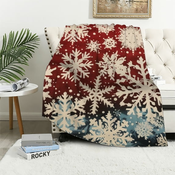 Orinice Snowflakes Warm Lightweight Blanket Soft Fleece Throw Blanket for All Seasons - Ideal Decor for Living Rooms, Sofas, and Offices - Multiple Sizes Available 50x60in