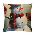 thumbnail image 1 of Orinice Snowman Cardinal Bird Graphic Decorative Throw Pillow Cover High-Quality Winter Soft and Durable 1PC 24x24in, 1 of 5