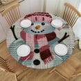 thumbnail image 1 of Orinice Snowman Christmas Decorations Winter Round Table Cover Stain Resistant Washable Indoor Outdoor Tablecloth Kitchen Dining Wedding Parties Waterproof 100% Polyester Fiber Christmas Theme 46-50, 1 of 8