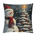 thumbnail image 1 of Orinice Snowman Christmas Tree Candle Graphic Decorative Cushion Throw Pillow Cover Winter Aesthetic Decor Square 1PC 18x18in, 1 of 5