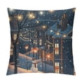 thumbnail image 1 of Orinice Snowman Snowy Town Lights Graphic Decorative Cushion Throw Pillow Cover Winter Pillow Case 1PC 18x18in, 1 of 5