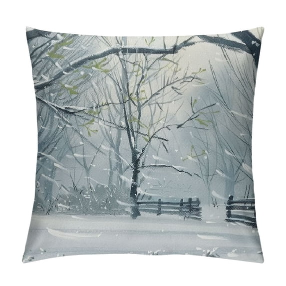 Orinice Snowy Scene Trees Bird Graphic Decorative Cushion Throw Pillow Cover High-Quality Winter Pillow Case 1PC 12x12in