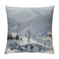 thumbnail image 1 of Orinice Snowy Village Graphic Decorative Pillow Cover for Home Couch Bed Sofa, Durable Cotton Linen Fabric, Winter Style, 1PC 22x22in, 1 of 5