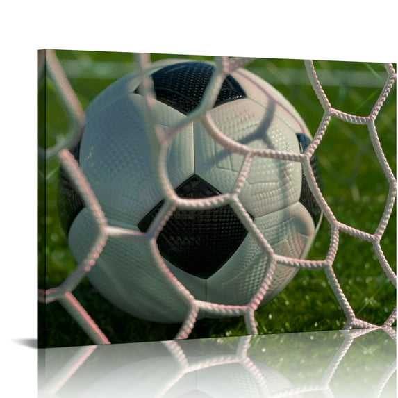 Orinice Soccer Ball Net Field Fine Art Aesthetic Poster & Print Wall Painting for Home Decor 16x12in