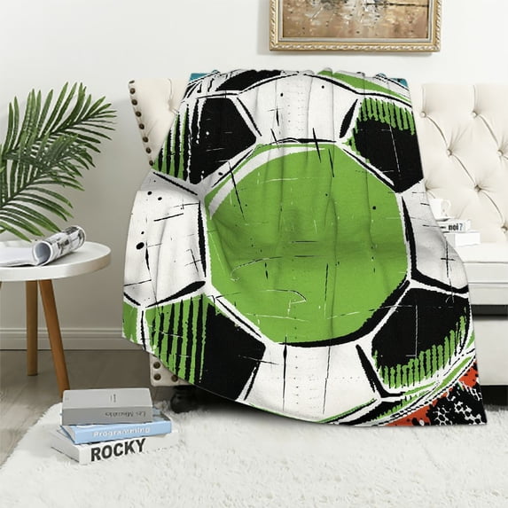 Orinice Soccer Ball Theme Warm Lightweight Blanket Soft Fleece Blankets for All Seasons - Excellent Hand Feel, Decorative Cow Gifts, Multiple Sizes Available 40x50in
