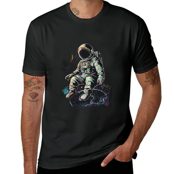 Orinice Space Art Mens Graphic T-Shirt Half Sleeve Tee Top XS