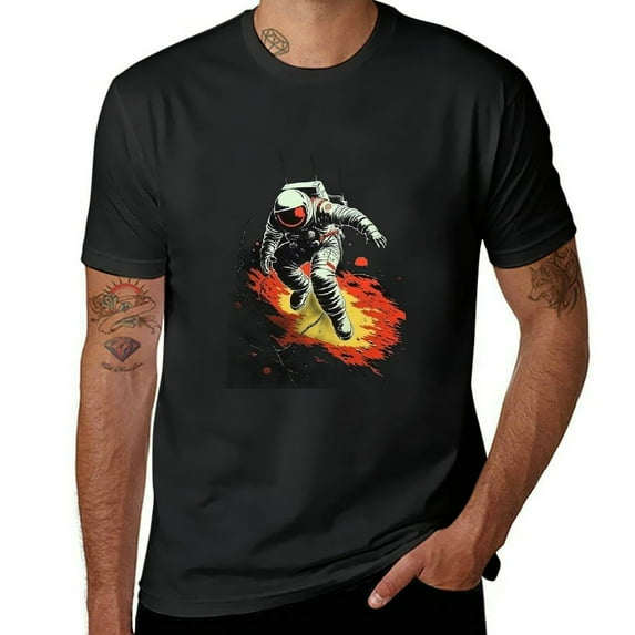Orinice Space Exploration Men's T-Shirt Novelty Casual Graphic Tee Top XL