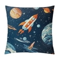 thumbnail image 1 of Orinice Space Rocket Pillow Covers Outer Space Pillow Covers for Boys Girls Kids Space Rocket Print Throw Pillow Covers Universe Planets Cushion Covers for Couch Sofa  18x18in, 1 of 5