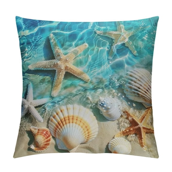 Orinice Starfish Sea Shells Beach Graphic Decorative Cushion Throw Pillow Cover High-quality Summer Pillowcase 1PC 20x20in