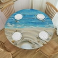 thumbnail image 1 of Orinice Starfish Shells Flip Flops Round Table Cover Stain Resistant Washable Indoor Outdoor Tablecloth Kitchen Dining Wedding Parties Full Width Single-Sided Printing 100% Polyester Fiber 46-50, 1 of 8